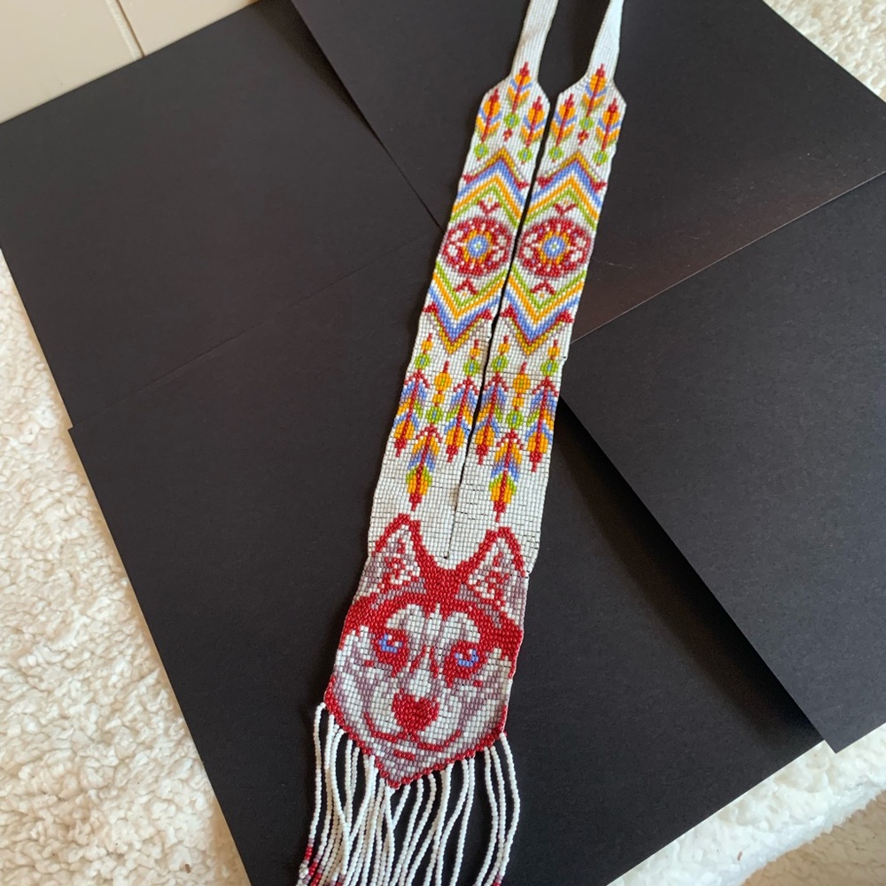 Colorful Beaded Wolf Necklace